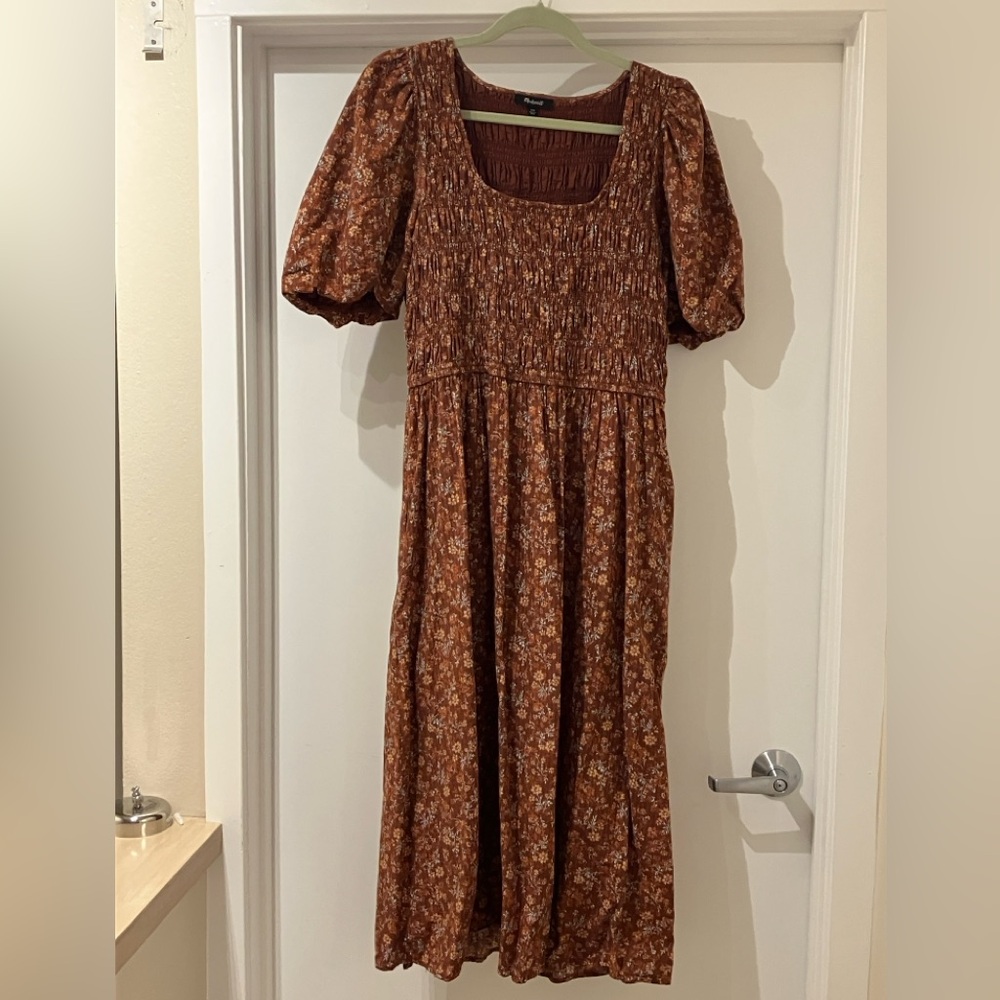 Madewell Brown Puff Sleeve Sundress
